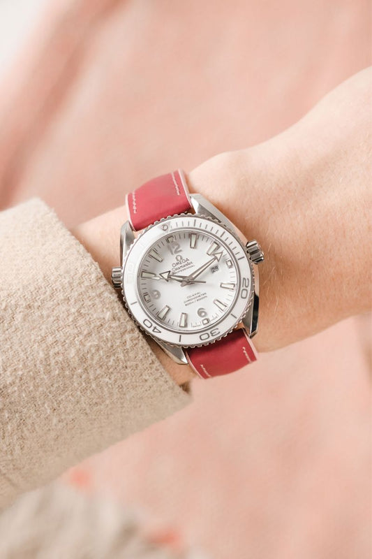 pink leather watch band