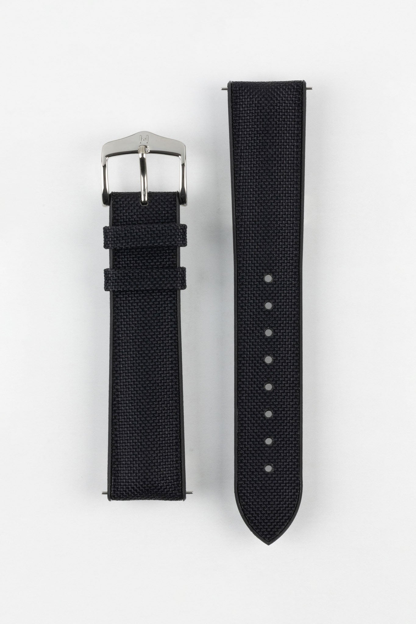 Hirsch ARNE Animal-Free Sailcloth Effect Performance Watch Strap - BLACK/BLACK