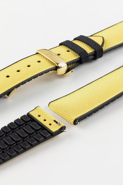Hirsch ARNE Sailcloth Effect Performance Watch Strap - YELLOW