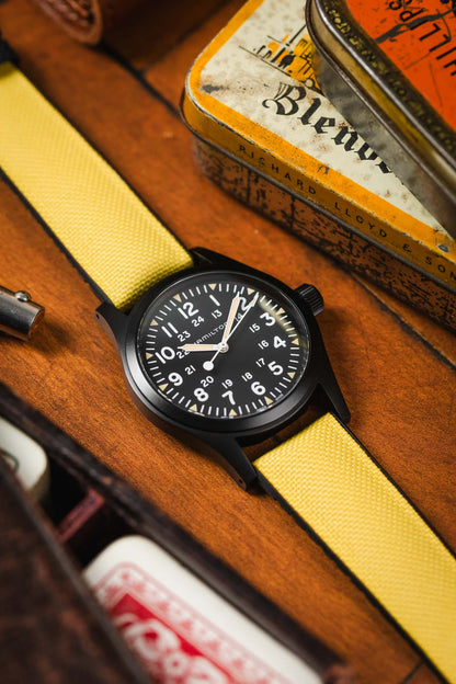 Hirsch ARNE Sailcloth Effect Performance Watch Strap - YELLOW