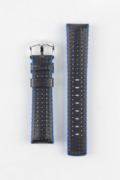 Hirsch AYRTON Carbon Embossed Performance Watch Strap in BLACK / BLUE