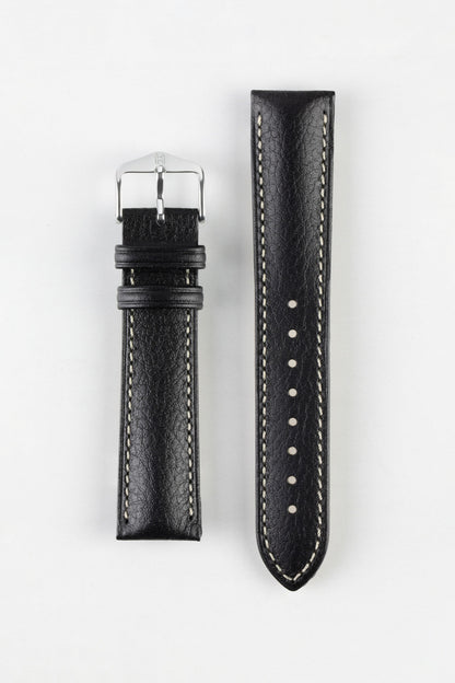 Hirsch BOSTON NQR Black Watchstrap - Buffalo Calfskin