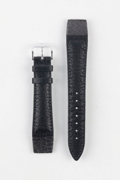 Hirsch CAMELGRAIN Open-Ended No-Allergy Leather Watch Strap in BLACK