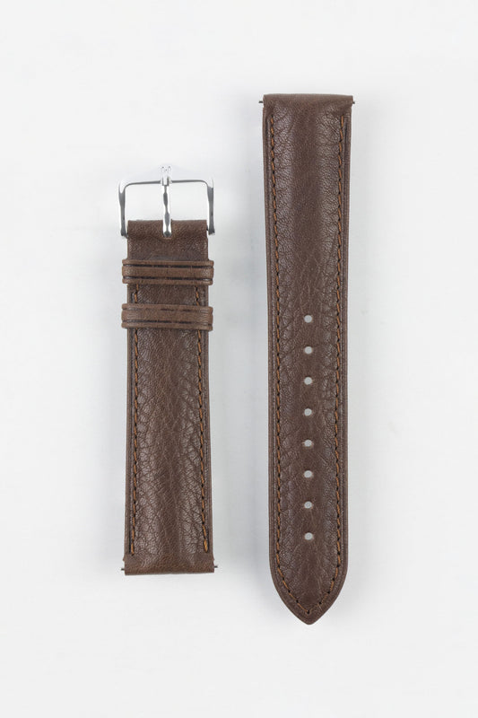 Hirsch CAMELGRAIN No Allergy Leather Watch Strap in BROWN