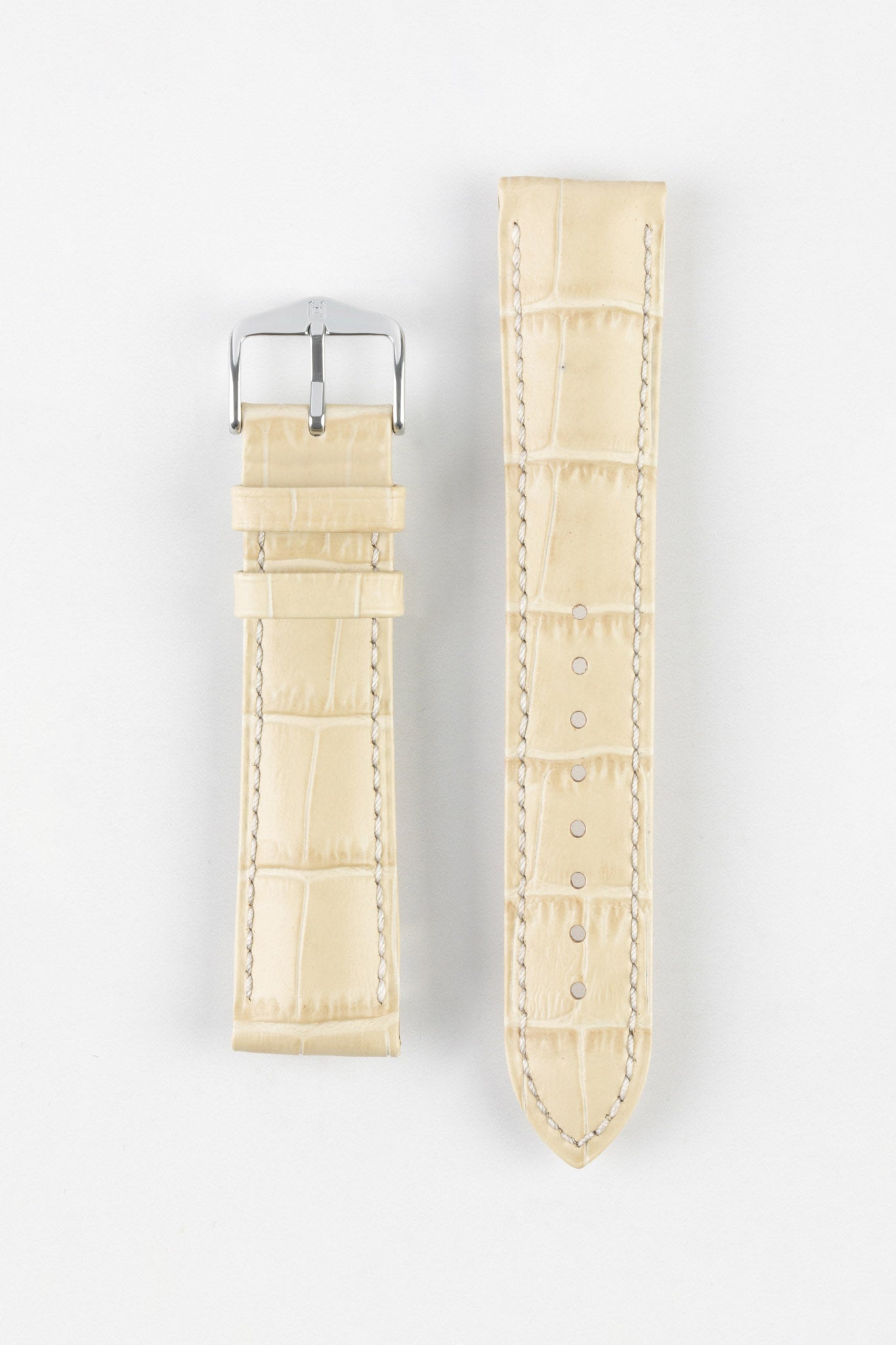 Hirsch DUKE NQR Alligator Embossed Leather Watch Strap - BEIGE