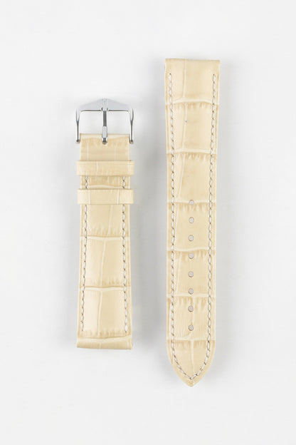 Hirsch DUKE NQR Alligator Embossed Leather Watch Strap - BEIGE