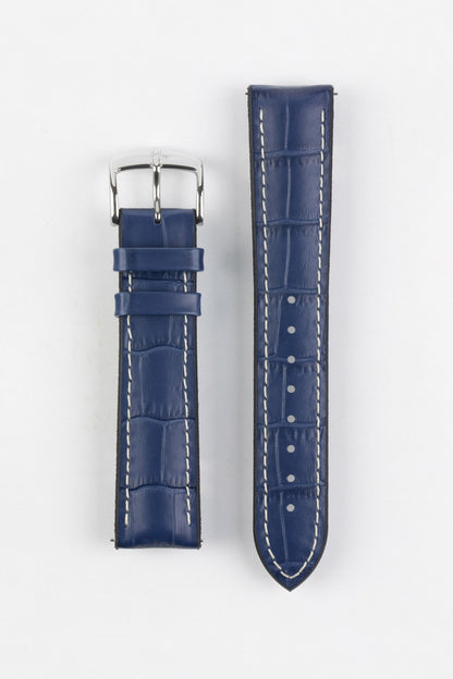Hirsch GEORGE Alligator Printed Performance Blue Watch Strap