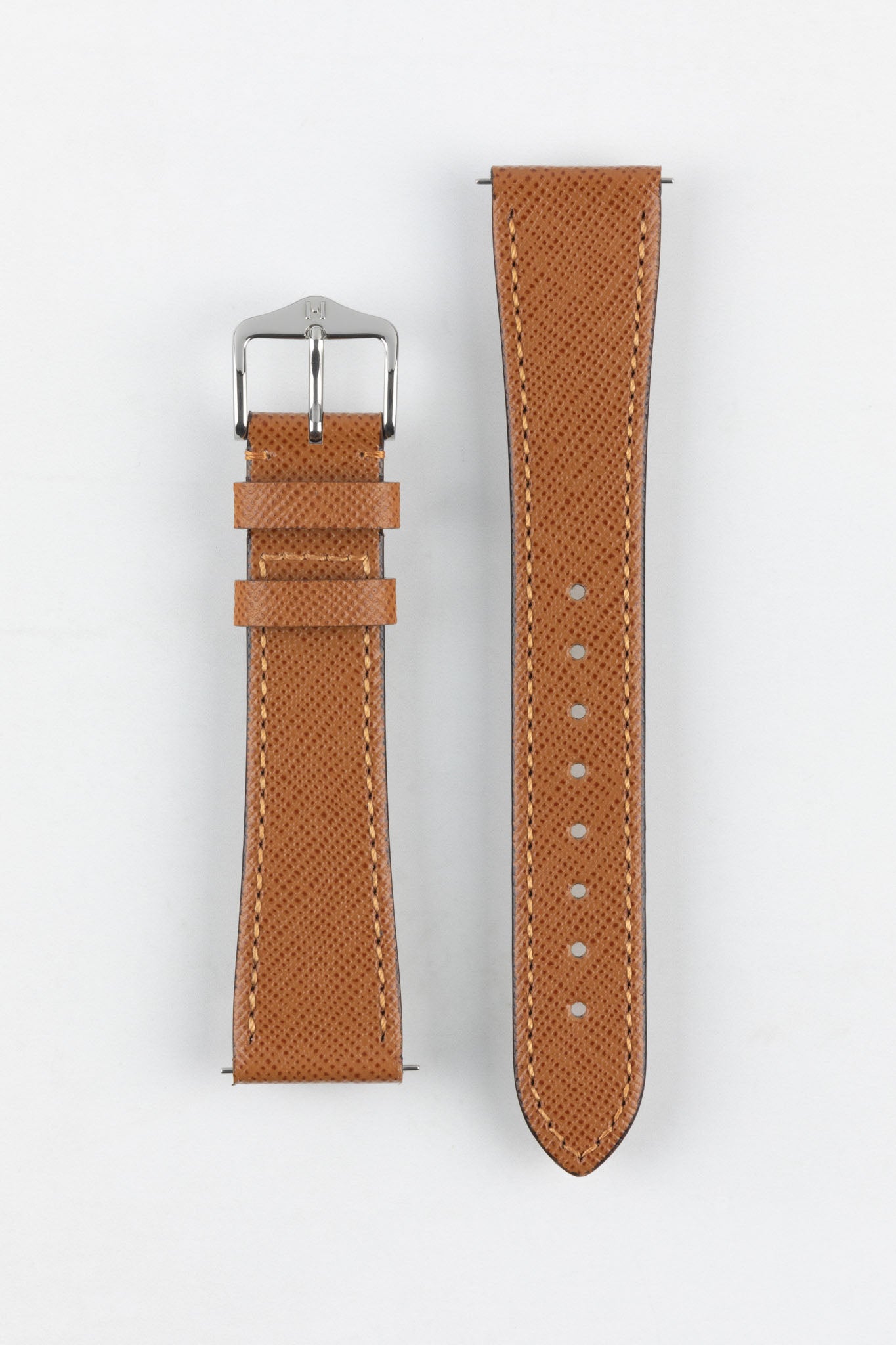 Hirsch GIFFONE Calf Leather Watch Strap in GOLD BROWN