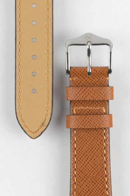 Hirsch GIFFONE Calf Leather Watch Strap in GOLD BROWN