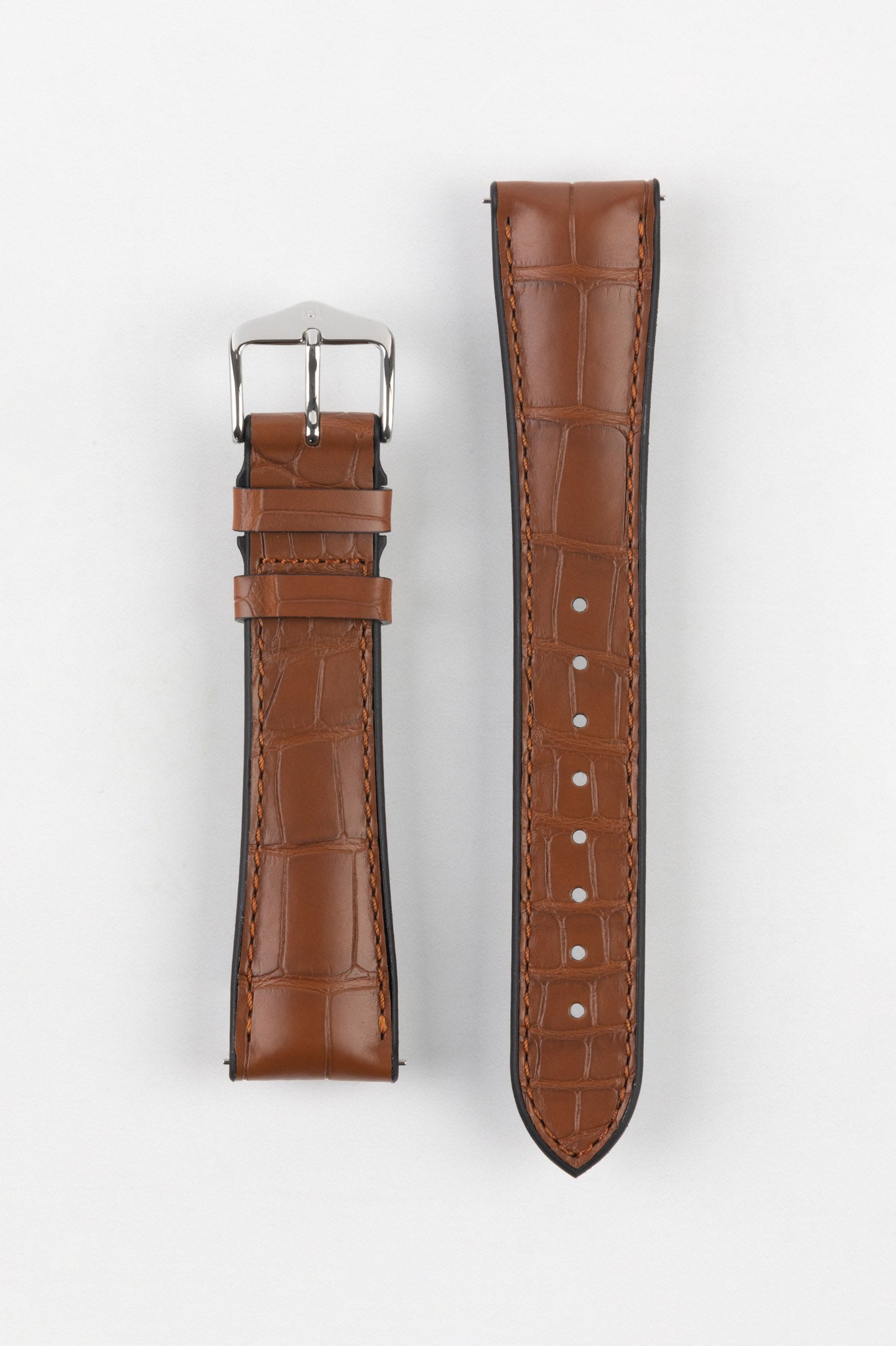 Hirsch IAN Louisiana Alligator Leather Performance Watch Strap - GOLD BROWN