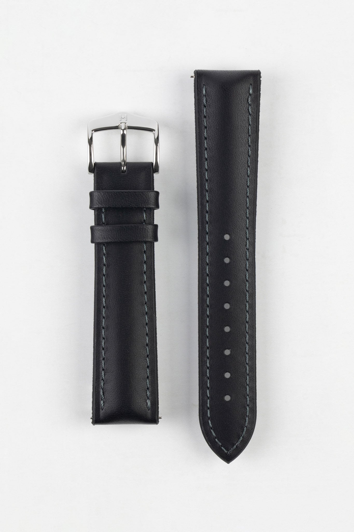 Hirsch JAMES Calf Leather Performance Watch Strap in BLACK