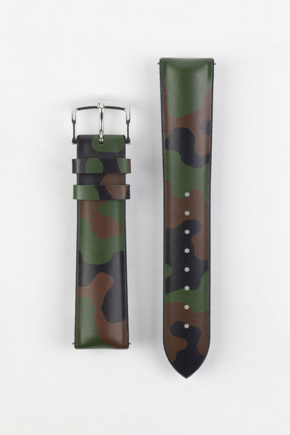 Hirsch JOHN Natural Rubber Performance Watch Strap in GREEN CAMOUFLAGE
