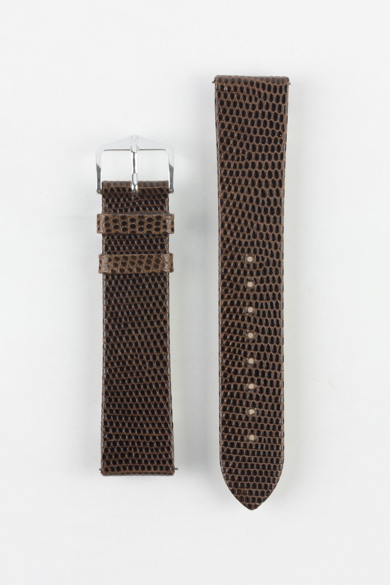 Hirsch LIZARD Leather Watch Strap in BROWN