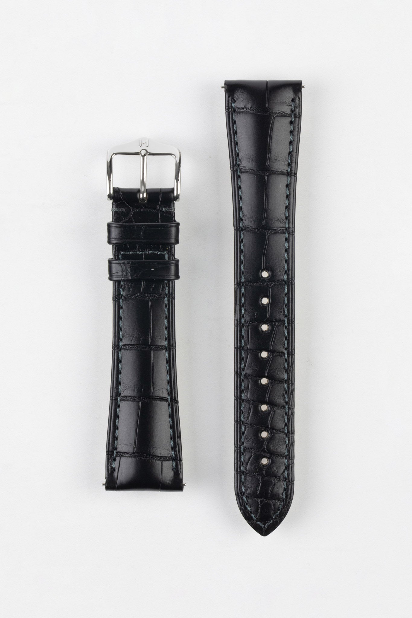 Hirsch LONDON Matt Alligator Leather Watch Strap in BLACK