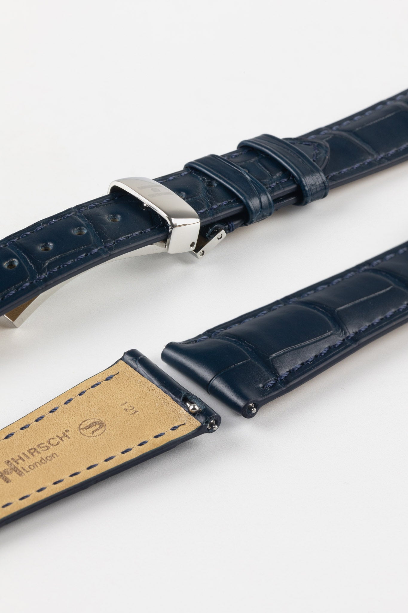 Alligator Leather Strap (Navy Blue, Semi-matte) - Monstraps