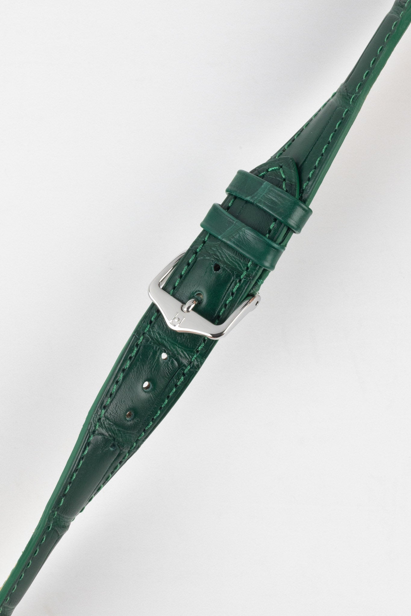 Hirsch LONDON Matt Alligator Leather Watch Strap in DARK GREEN