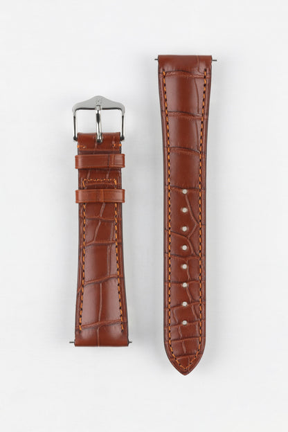 Hirsch LONDON Matt Alligator Leather Watch Strap in GOLD BROWN