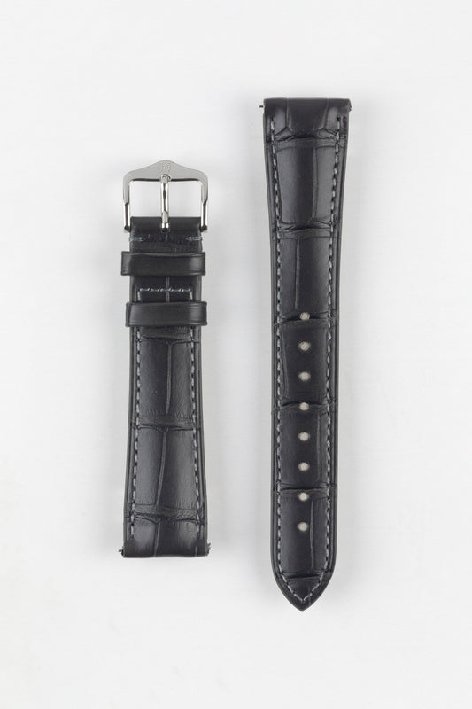 Hirsch LONDON Matt Alligator Leather Watch Strap in GREY