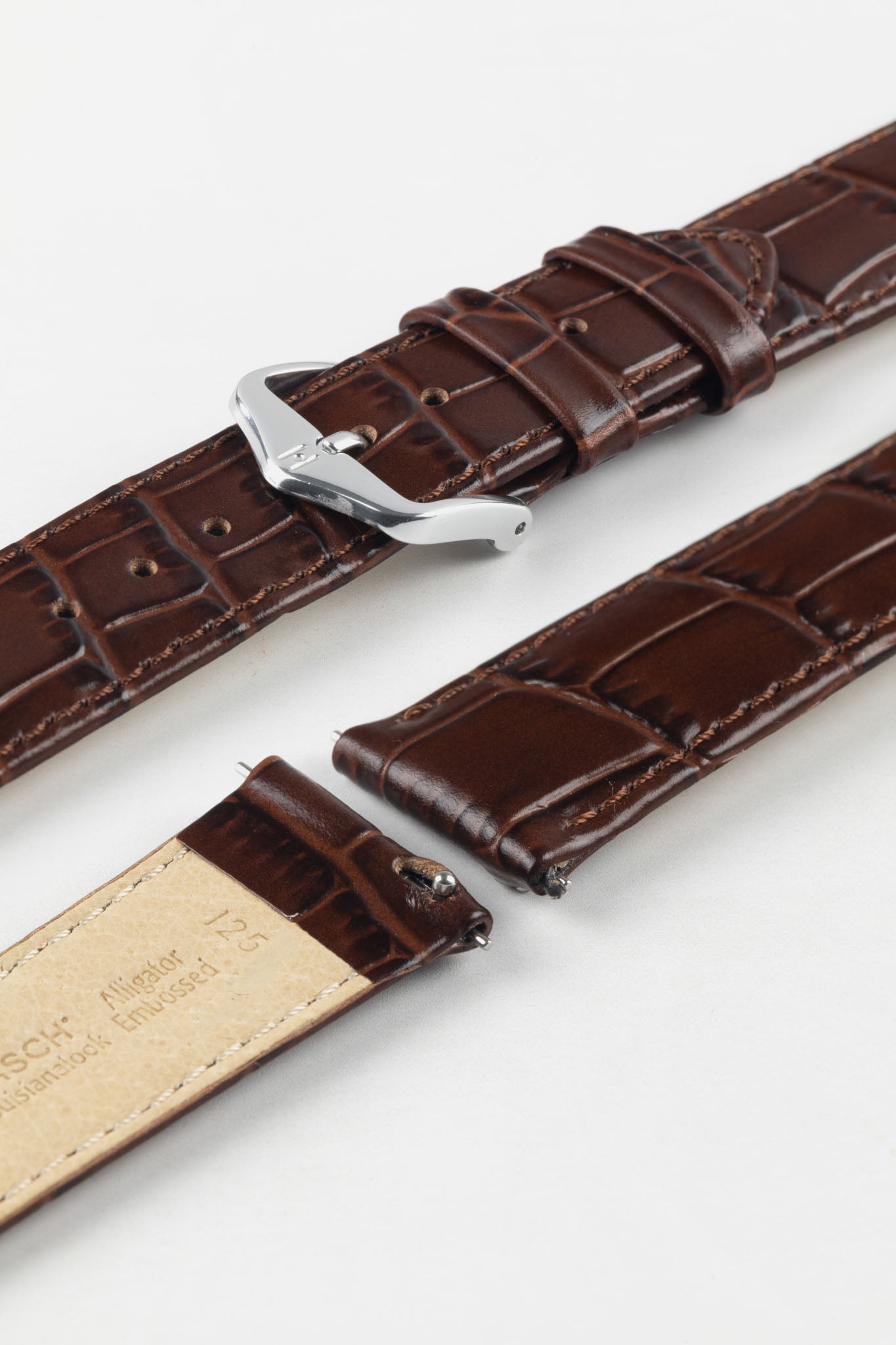 BROWN Hirsch Louisianalook Watch Strap | Alligator Style Leather