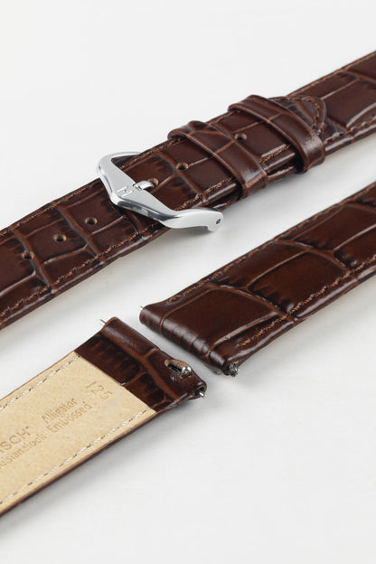 HIRSCH Louisianalook Brown strap offering a high-end look at an affordable price, with a silver buckle.