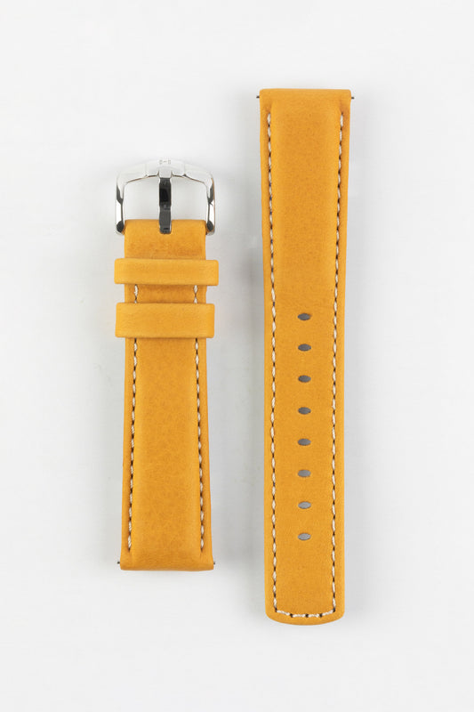 Hirsch MARINER Water-Resistant Leather Watch Strap in GOLD BROWN