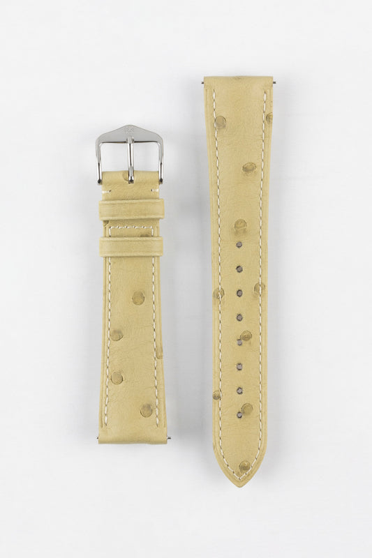 Hirsch MASSAI OSTRICH Leather Watch Strap in BEIGE