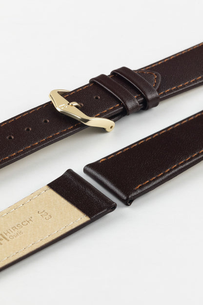Hirsch OSIRIS NQR Calf Leather Watch Strap in BROWN