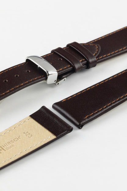 Hirsch OSIRIS NQR Calf Leather Watch Strap in BROWN