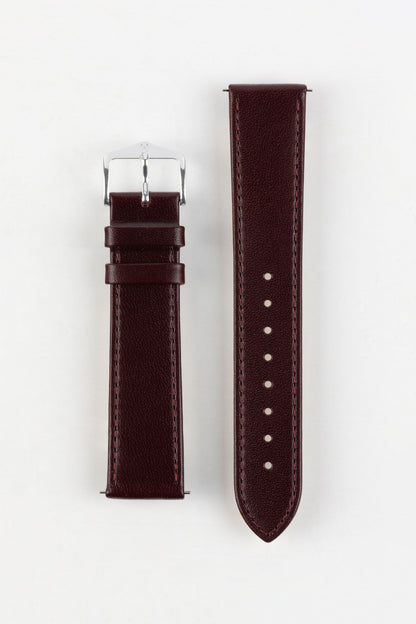 Hirsch OSIRIS Calf Leather Watch Strap in BURGUNDY