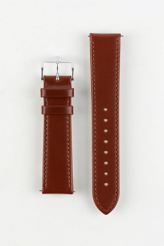 Hirsch OSIRIS Calf Leather Watch Strap in MID BROWN