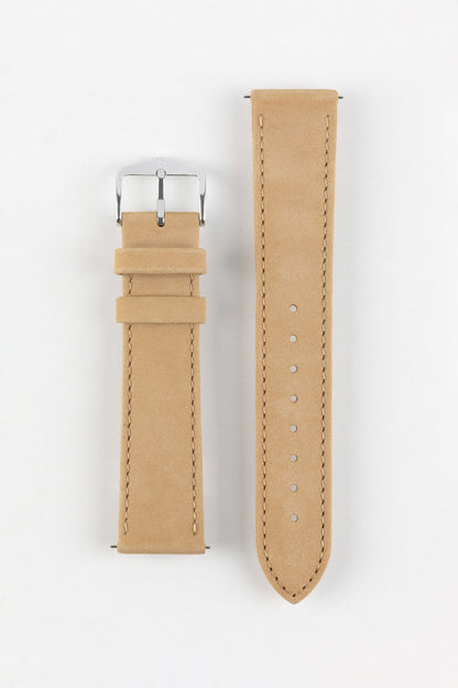 Hirsch OSIRIS Calf Leather with Nubuck Effect Watch Strap in BEIGE