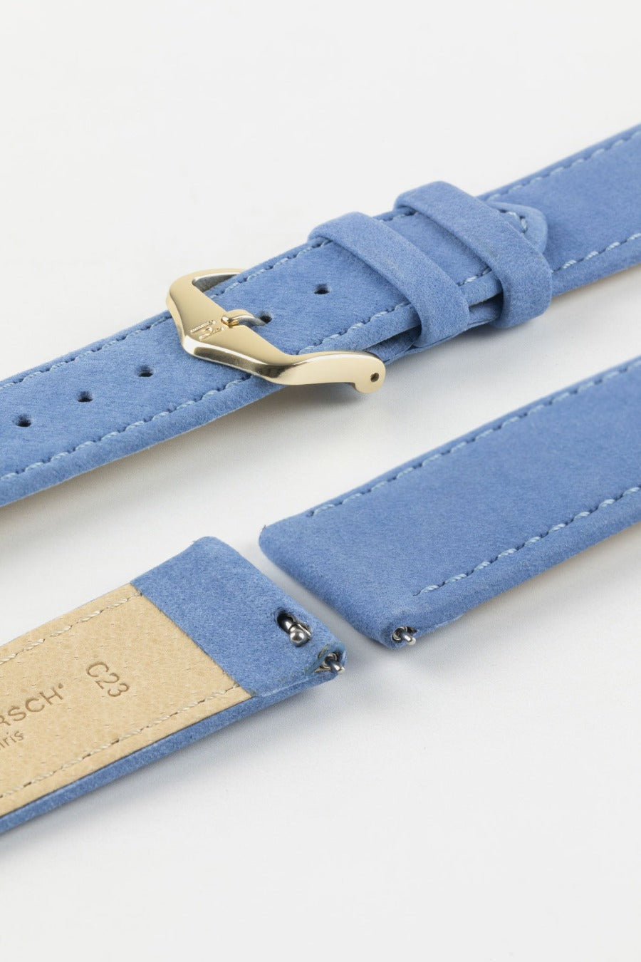 light blue leather watch strap