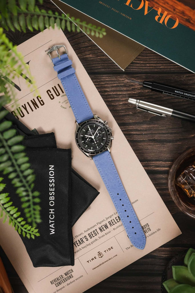 light blue leather watch strap 