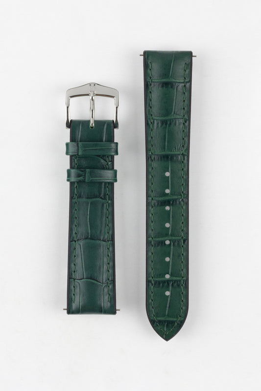 Hirsch PAUL Alligator Embossed Performance Watch Strap in GREEN