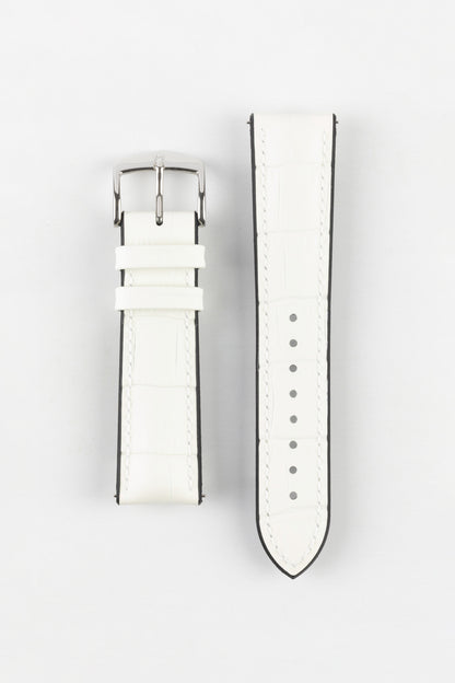 Hirsch PAUL Alligator Embossed Performance Watch Strap in WHITE