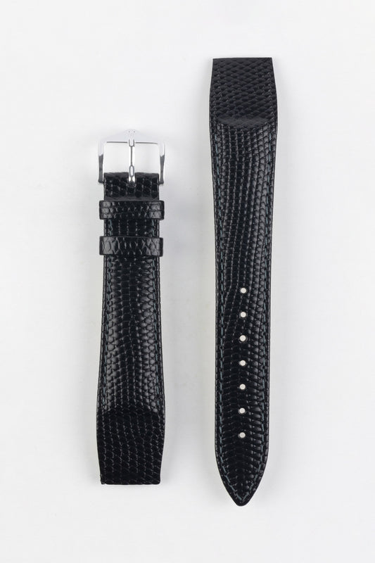 Hirsch RAINBOW Lizard Embossed Open Ended Watch Strap in BLACK