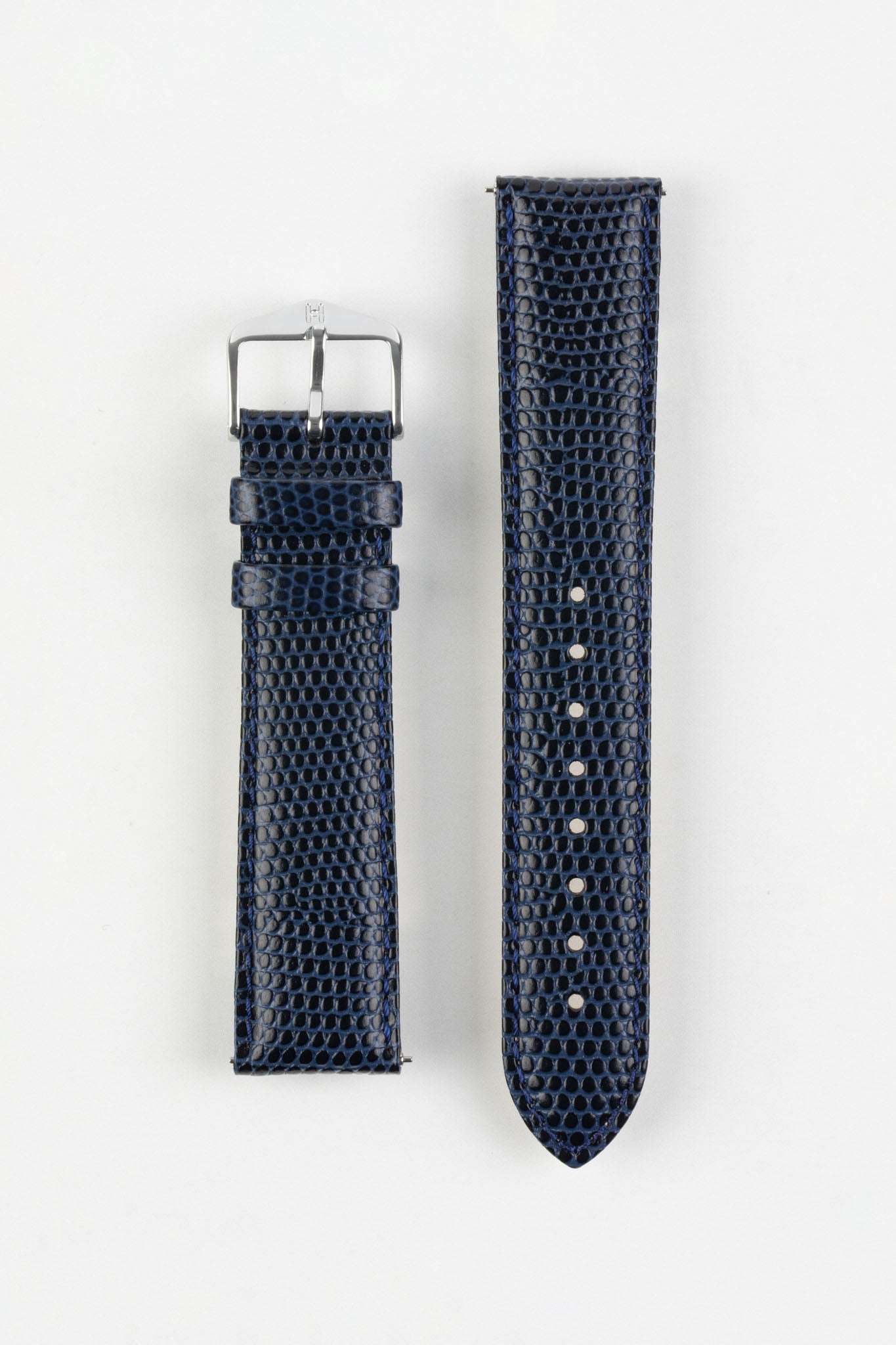 Hirsch RAINBOW Lizard Embossed Leather Quick-Release Watch Strap in BLUE