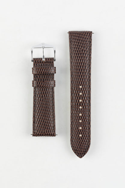 Hirsch RAINBOW Lizard Embossed Quick-Release Leather Watch Strap in BROWN