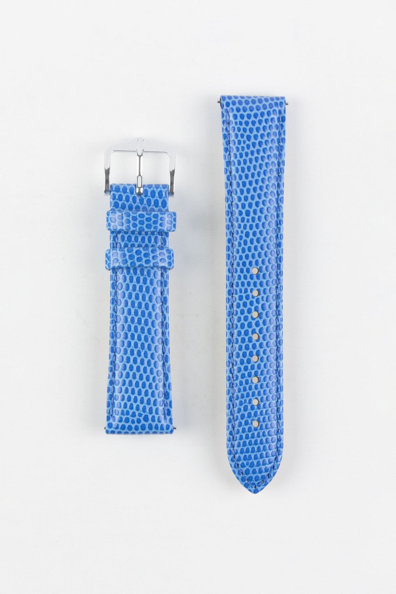 Hirsch RAINBOW Lizard Embossed Leather Watch Strap in ROYAL BLUE