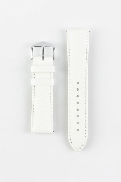 Hirsch RAINBOW Lizard Embossed Leather Watch Strap in WHITE