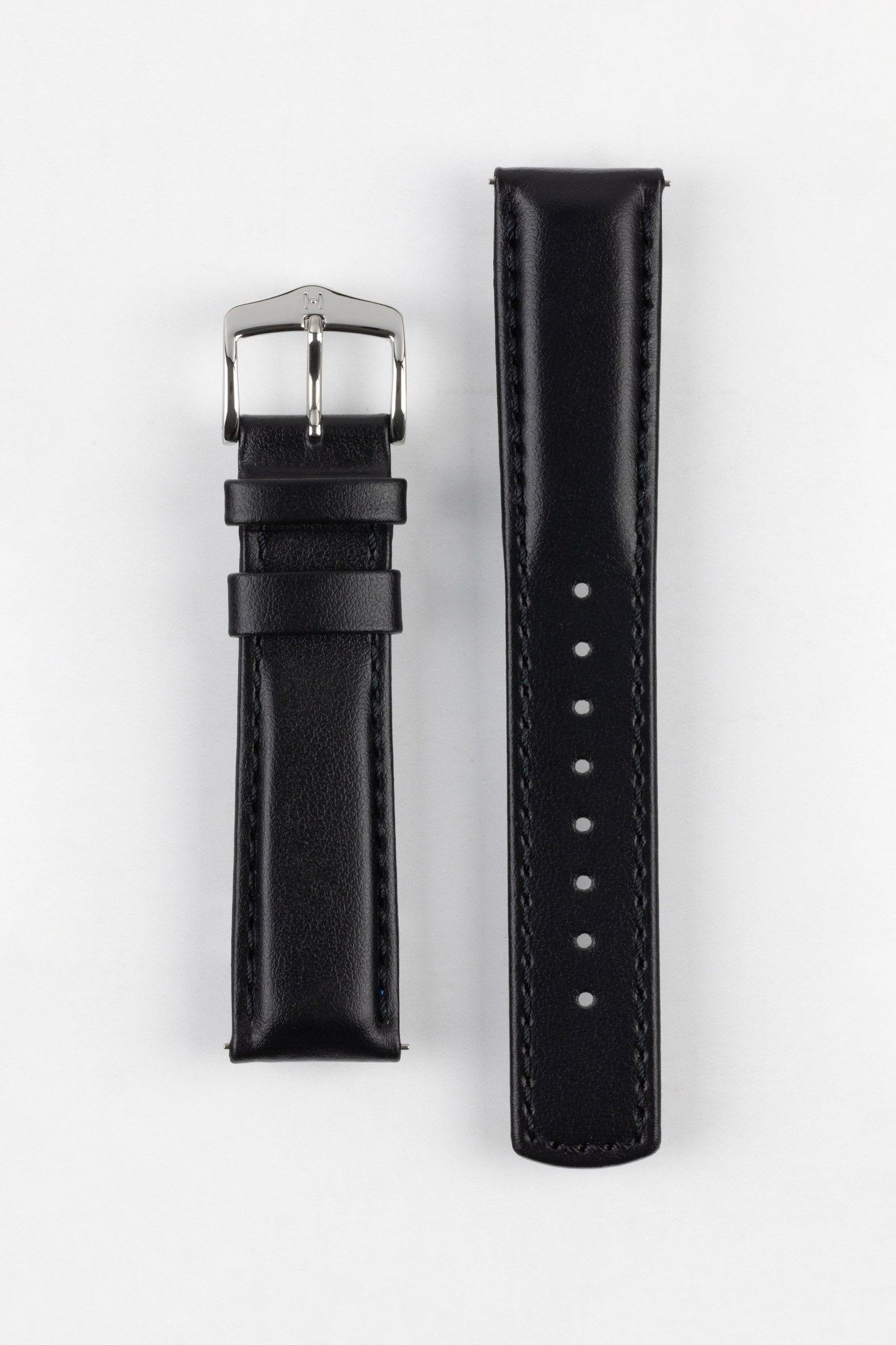 Hirsch RUNNER Water-Resistant Calf Leather Watch Strap in BLACK