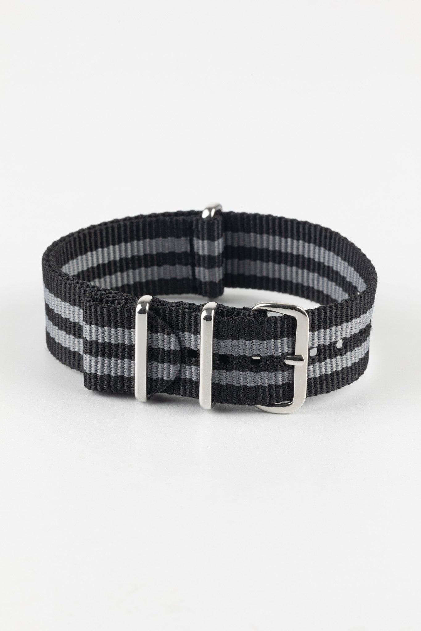 Hirsch RUSH Nylon One-Piece Watch Strap in BLACK / GREY