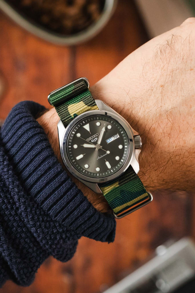 Green fabric online watch strap