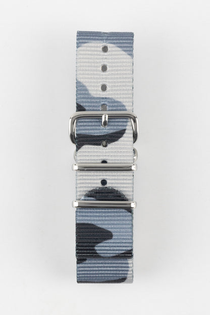 Hirsch RUSH Nylon One-Piece Watch Strap in GREY CAMOUFLAGE
