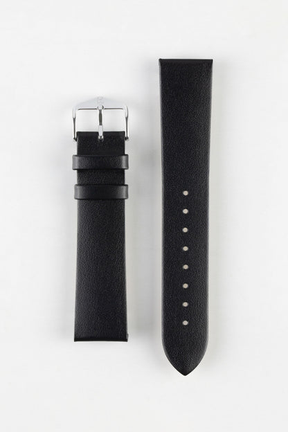 Hirsch TORONTO NQR Fine-Grained Leather Watch Strap in BLACK