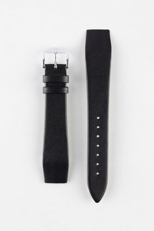 Hirsch TORONTO Fine-Grained Open-Ended Leather Watch Strap in BLACK