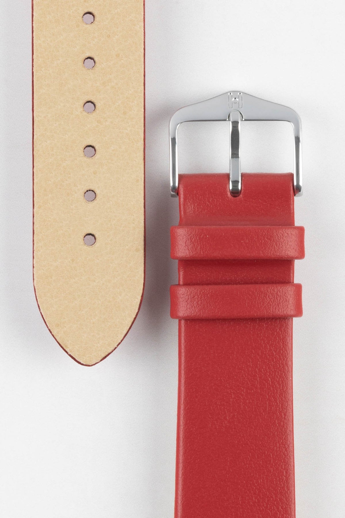 Hirsch TORONTO Quick-Release Fine-Grained Leather Watch Strap in RED