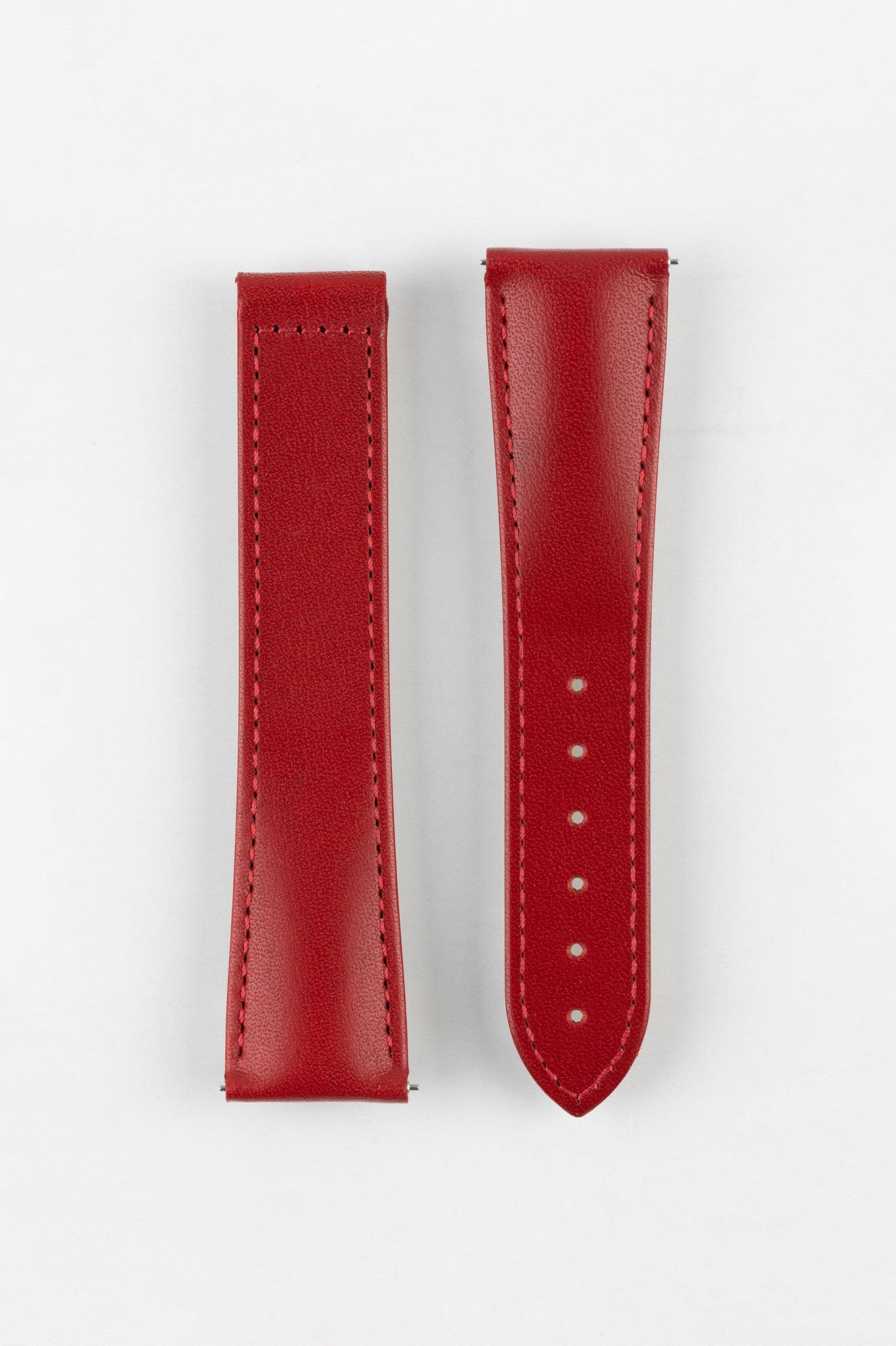 Hirsch VOYAGER Calfskin Leather Deployment Watch Strap in RED/RED