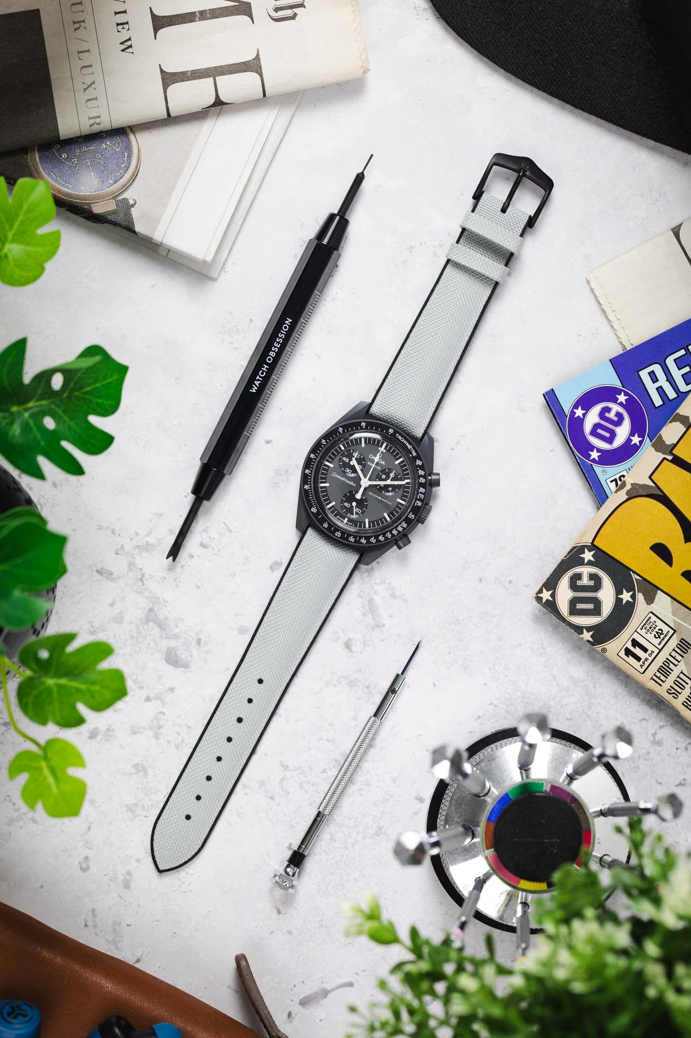 Hirsch ARNE SEAQUAL® Sailcloth Effect Watch Strap - GREY