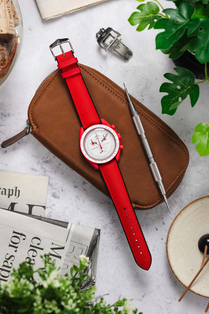 Hirsch ARNE Animal-Free Sailcloth Effect Performance Watch Strap - RED